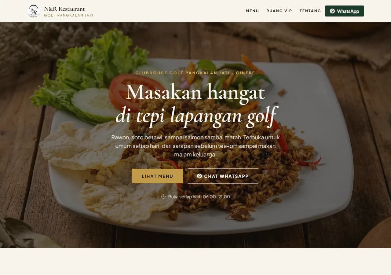 Contoh hasil website N&R Restaurant