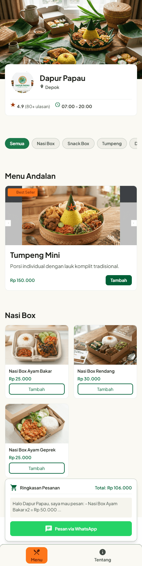 Desain website Dapur Papau
