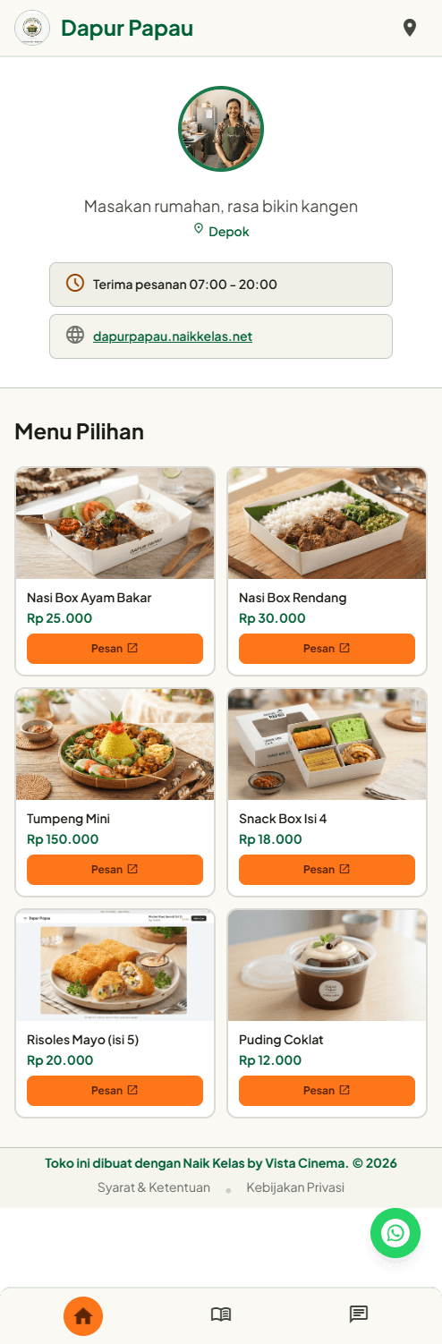 Desain website Dapur Papau