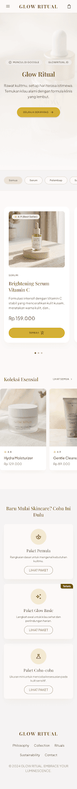 Desain website Glow Ritual