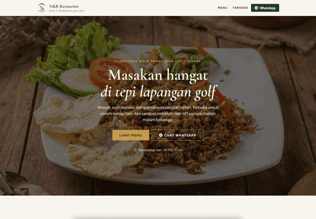 Desain website N&R Restaurant