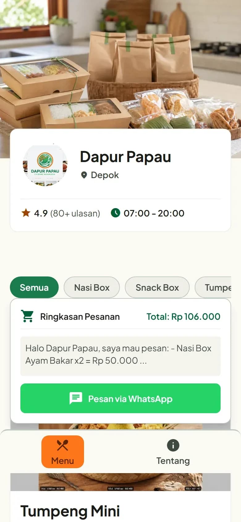Toko Dapur Papau dilihat dari HP