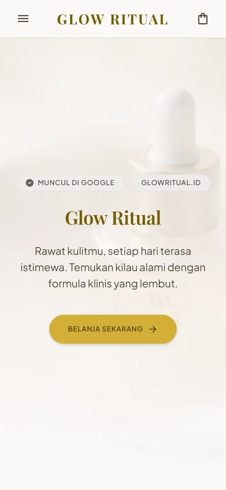 Toko Glow Ritual dilihat dari HP
